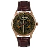 Rare Excalibur Celtic Art Sword In The Stone King Arthur Solid Brass Men’s Watch with Souvenir Winchester Cathedral Excalibur Handmade Box