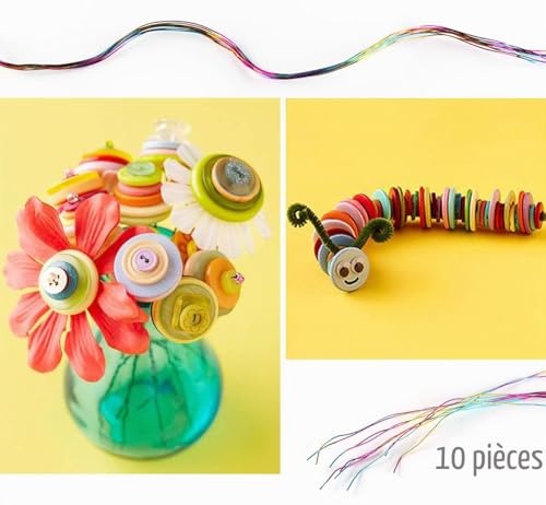 Artisanat Bouton Rond Ilauke - 1200 Boutons Colorés en Résine Avec 10 Fils pour Couture, Décoration, Projets Faits à la Main, Peinture Manuelle - 2 et 4 Trous – vue 6