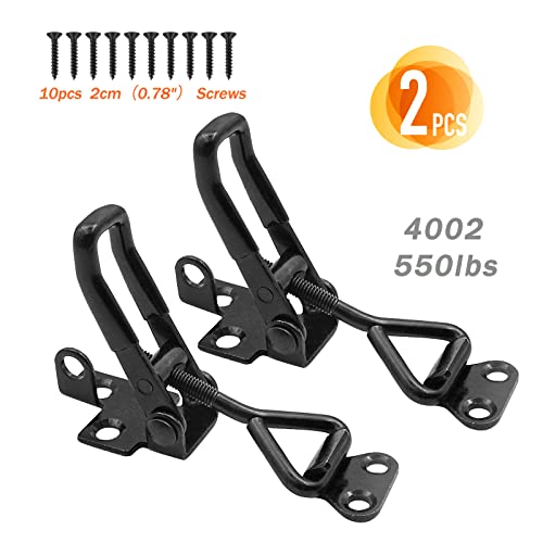 Gouzaak 4001 2 Pack Adjustable Black Toggle Clamp Latch(4002) Heavy Duty 550 Lbs Capacity Toggle Latch & Quick Release Metal Pull Latches thumb #1
