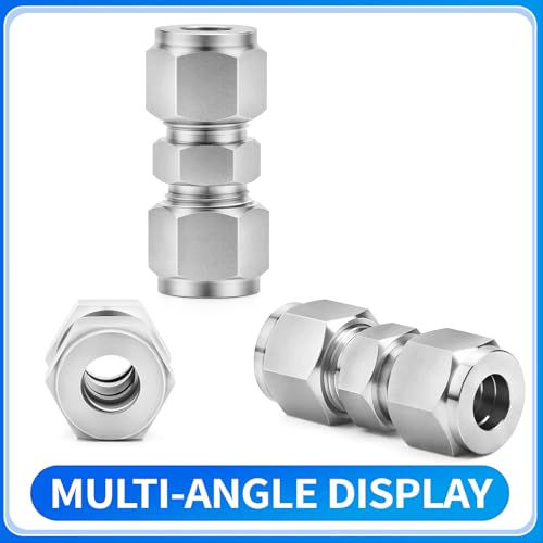 Image of ChillWaves 304 Stainless Steel Compression Tube Fitting, 1 inch OD x 1 inch OD Compression Union Connector(1-PACK)