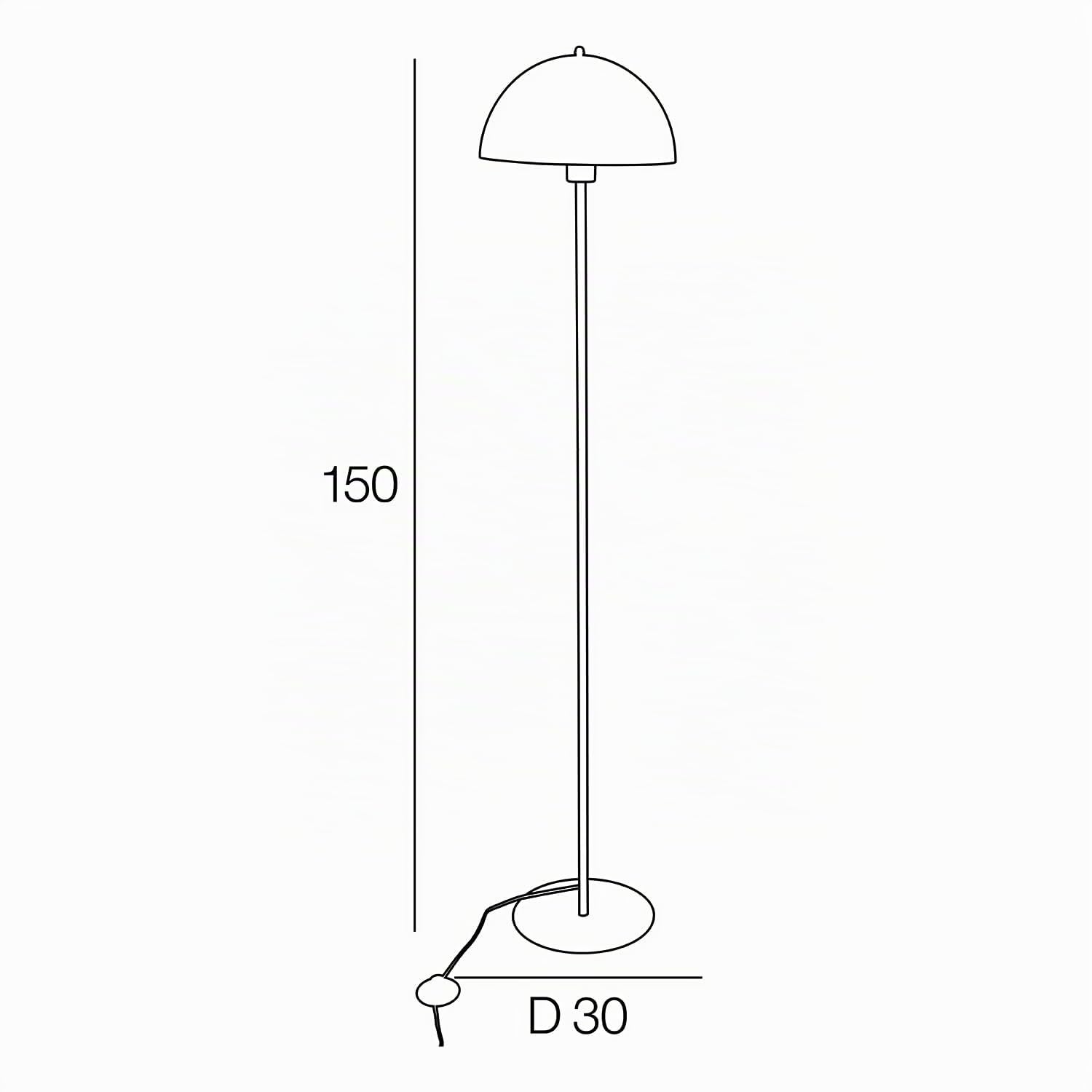 Corep Lampadaire design rétro métal chrome silver ICONE H150cm, avec abat-jour champignon.