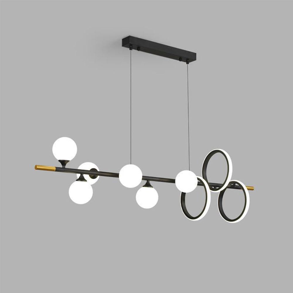 Suspension LED 9 globes en verre réglable noir E27 pour votre salon moderne