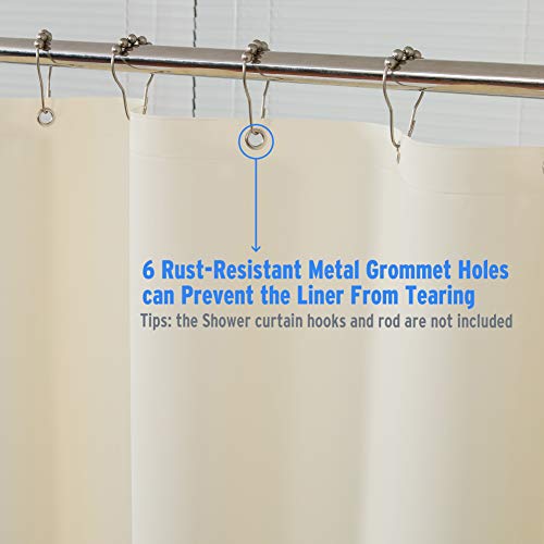 Image of AmazerBath Plastic Shower Curtain Liner, 36 x 72 Inches Beige PEVA Heavy Duty Thick Bathroom Plastic Shower Curtains with Clear Stones and 6 Grommet Holes