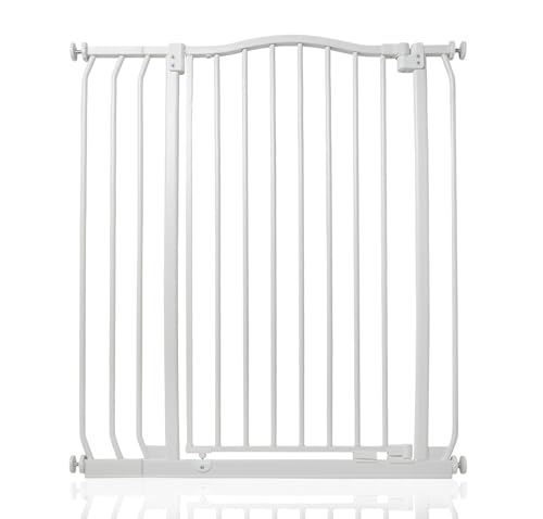 Safetots Extra Tall Curved Top Safety Gate, 80cm - 89cm, Matt White, Extra Tall 100cm in Height, Pressure Fit Stair Gate, Baby Gate for Doors Hallways and Spaces, Safety Barrier, Easy Installation