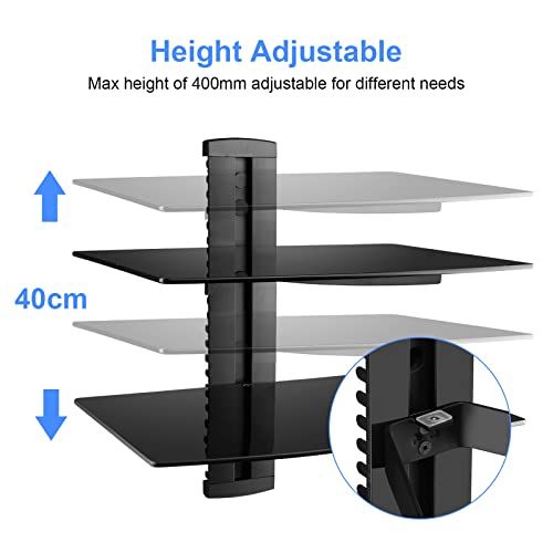 Suptek Speaker Mount, Floating Glass Shelf Wall Mount Bracket For Dvd Players/Cable Boxes/Games Consoles/Tv Accessories, 2 Shelves, Black Cs202 #TOP4