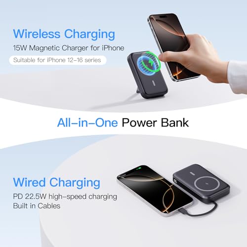 VTIAEK 16800mAh Magnetic Power Bank with Built-in Cables for iPhone Series - image 3