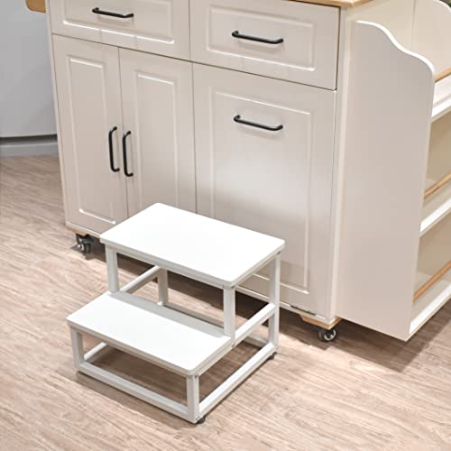 Szlhanjz 0002WH Nursery Step Stool, Wooden And Metal Foot Stool thumb #4