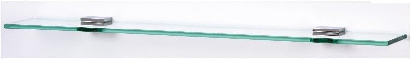 A8455-24-PN Contemporary II Modern Glass Shelf with Brackets, 24, Polished Nickel