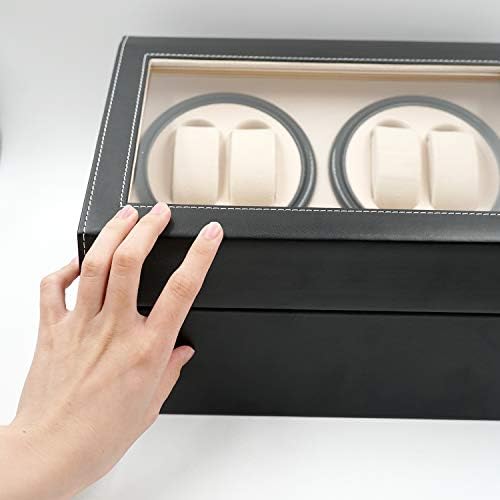 Mcbazel Automatic Watch Winder Box with 4 Watch Winder & 6 Extra Storage Space,Multifunction Organized Watch Display 4+6 Storage