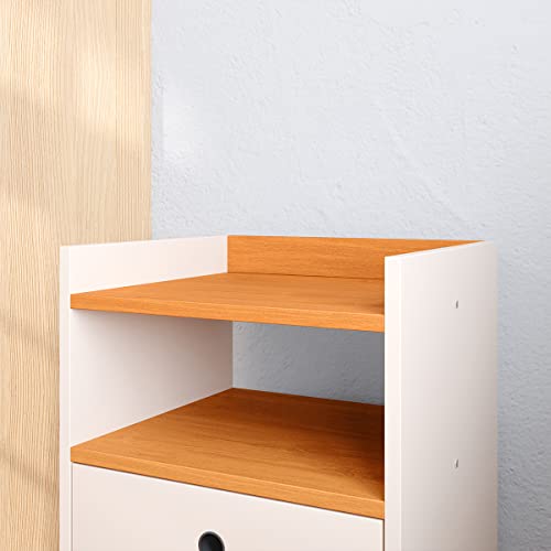 Jogo Quarto Kit Mesa de Cabeceira Pequena Retrô Mesinha Canto Cama Gaveta Nicho Decorativo - Off Whi