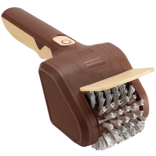 Lrly BBQ Grill Brush for Outdoor Grill, Cordless Electric Grill Cleaner with 700 RPM Stainless Steel Brush, Rechargeable Grill Cleaning Brush, Brown