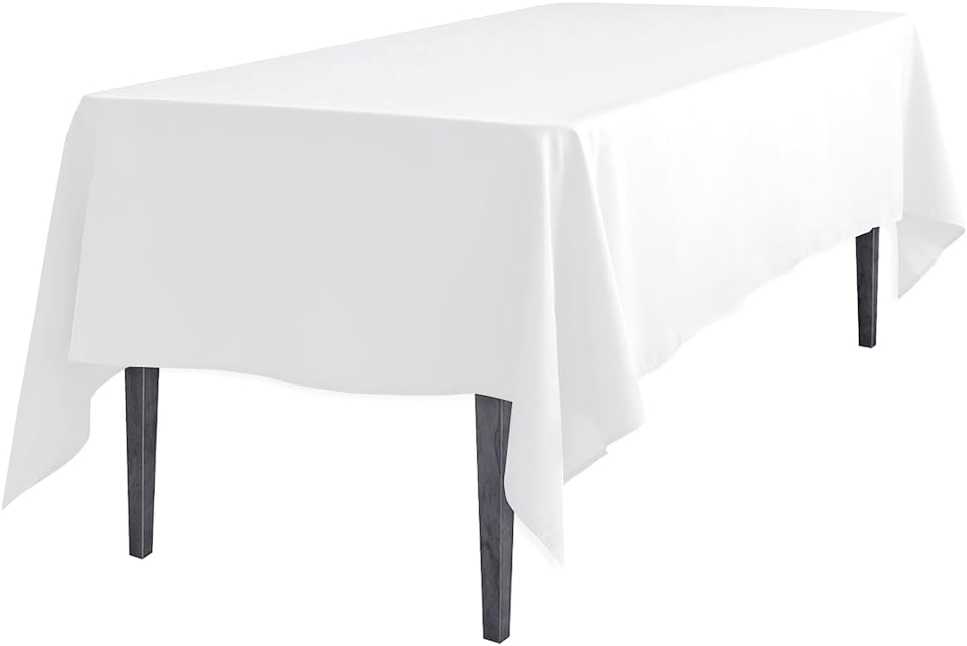 LinenTablecloth 60 x 102-Inch Rectangular Polyester Tablecloth White (White, 6)