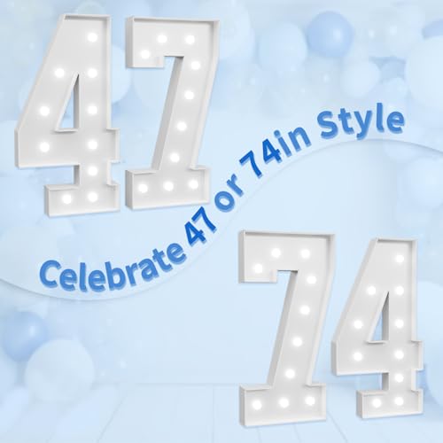Image of imprsv Marquee Numbers Large 47th-Birthday Decorations: 4ft Light Up Number