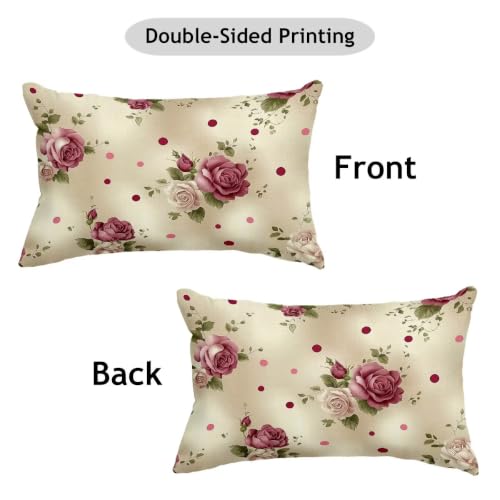 Housse coussin exterieur impermeable rose 50x80 lot de 2 en lin - 8