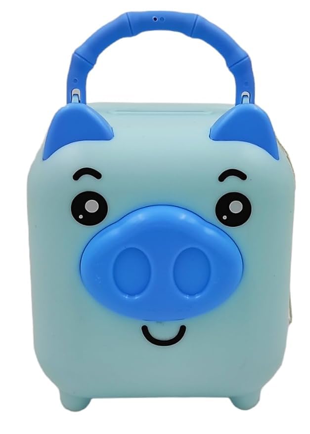 Piggy Bank Pig Shape Coin Box, Money Saving Coin Bank with Key & Lock for Kids, Cartoon Money Bank Gulak for Money Bank for Kids Return Gifts for Kids (Blue)