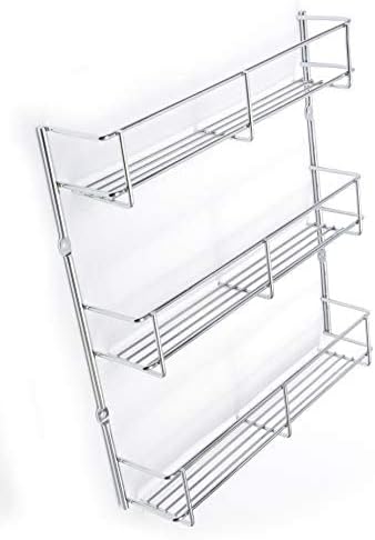 BSM Marketing Spice Rack Organiser 3 Tier Stainless Steel Wall Mounted Chrome Finish Screws…, Silver - Image 4