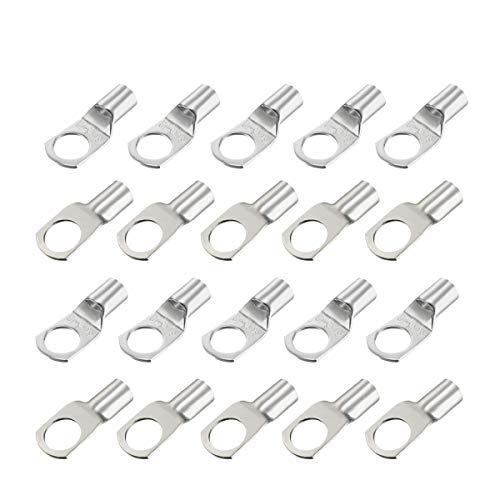Image of Carkio 6.4mm² Non-Insulated Copper Crimp Terminals, U-Type Copper Eyelets Tubular Lug Ring Terminal Connectors Wire terminals Connector SC16-10 20pcs
