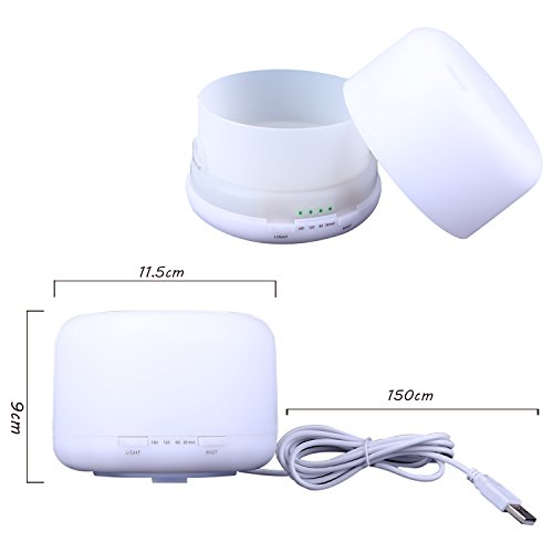 Ultraschall Luftbefeuchter, YOKKAO Aroma Diffuser mit 4 Farben- LED 120ml für Beauty- Salon, Spa, Yoga, Schlafzimmer, Wohnzimmer, Konferenzraum- Weiß-5