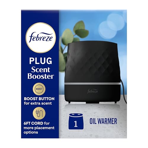 Febreze Plug Scent Booster in Black, Continuous Scent Device Oil Diffuser, Compatible with Febreze Air Freshener Plug in Refills
