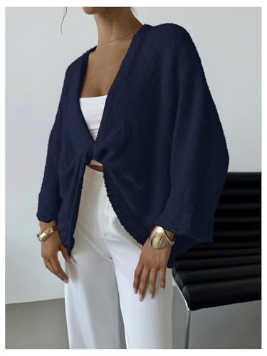 Image of GORGLITTER Women's Wrap Sweater Bat Wing Cropped Poncho Knit Tops | Oversized Cozy Pullover Sweaters, Lightweight, Asymmetrical 3 /4 Sleeve V Neck Tops, Fall Clothes 2026
