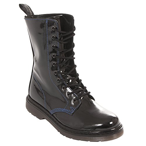 Bottes pour Homme Boots & Braces Noir et Bleu en Cuir Véritable