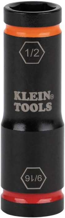 Klein Tools 66076 Impact Driver Flip Socket, 9/16- and 1/2-Inch Sizes, Use with Klein Tools Compact Impact Wrenches BAT20CW, BAT20CW1