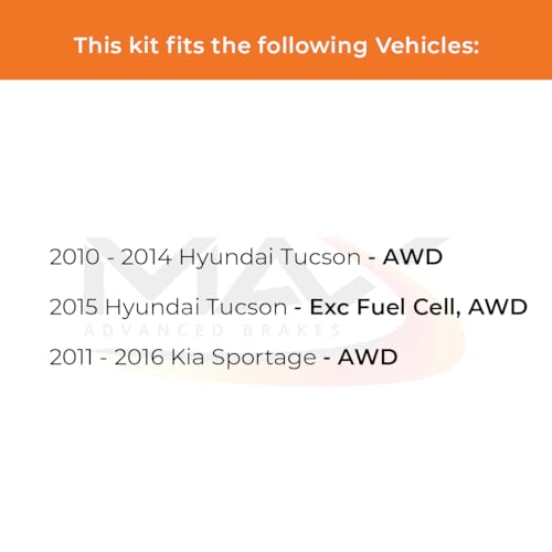 Image of MAX Advanced Brakes - Brake Kit For 2010-2015 Hyundai Tucson (AWD), 2011-2016 Kia Sportage (AWD)| Carbon Ceramic Brake and Rotor Kit Front and Rear| Drilled Slotted Brake Rotors