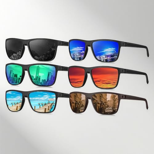 Sunglasses for Men Mens Polarized Sunglasses for Driving Fishing Golf 6 PACK