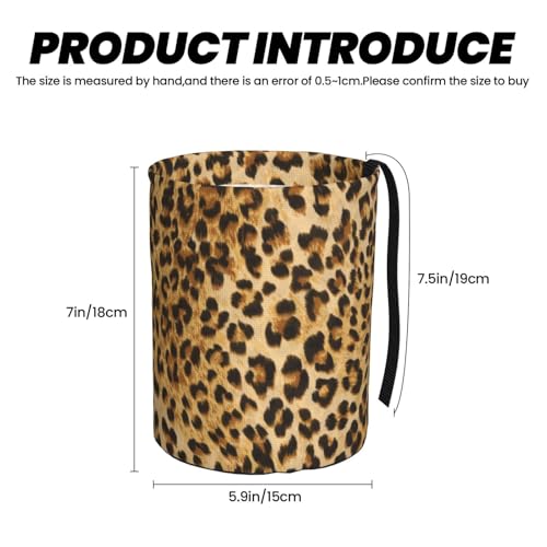 Image of Car Garbage Bag Brown Leopard Mini Car Trash Bin Portable Collapsible Waterproof Rubbish Bag for Car Accessories Back Front Seat Cup Holder