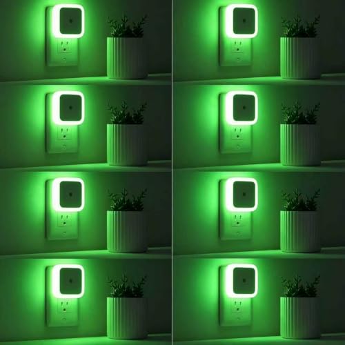 Image of Sujeet Green Night Light, Night Lights Plug into Wall 8-Pack, Nightlight Plug in Night Light, Dusk to Dawn Night Lamp Led Night Lights for Adults Bedroom, Bathroom, Hallway