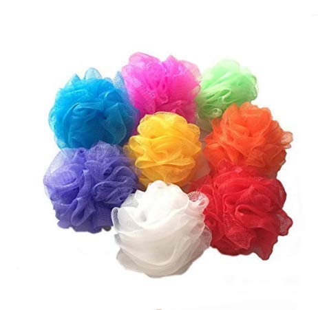  New Bath Sponges Small Size Colorful Shower Sponges Exfoliating Mesh Pouf Bath Ball Back Scrubber for Kids Pack of 8 