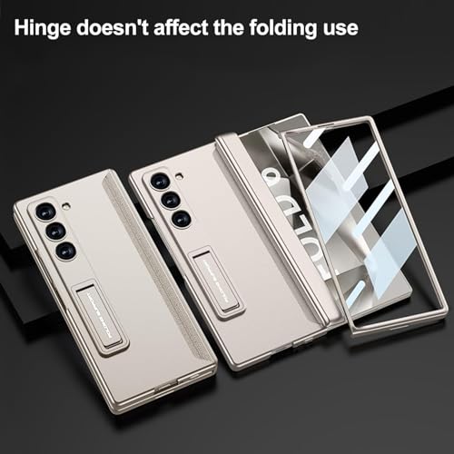 Image of Kapa Magnetic Hinge with Inbuilt Stand Case for Samsung Galaxy Z Fold 6 | Shockproof Stand Hybrid Bumper Back Cover (Titanium)