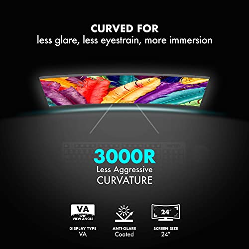 Viotek Nbv24Cb2 24-Inch Curved Monitor, 75 Hz Full-Hd Frameless Monitor For Home, Office & Gaming | Vga, Hdmi, 3.5Mm | Adaptive Sync W/Superior Dead Pixel Policy + 3Yr Performance Promise #TOP1