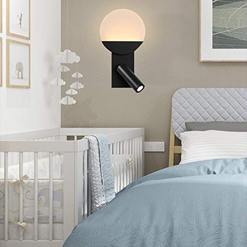 Applique murale LED noire liseuse orientable 320° 4W pour lit loft