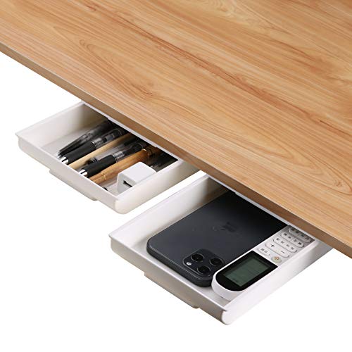 2-Pack Desk Pencil Drawer Organizer, Large Capacity Pop-Up Student Storage Hidden Desktop Drawer Tray, Great for Office School Home Desk (White, Large)