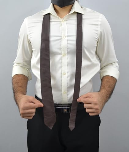 Image of Mens Lamb Leather Necktie - Skinny Solid Casual Business Wear Narrow Leather Slim Tie- Neckties for Party Wedding Gift