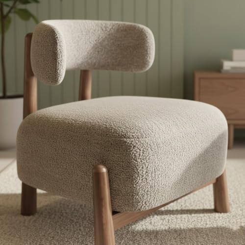 Image of Lakdi The Furniture Luxury Lounge Chair with Upholstered Fabric, Solid Wood Frame & Soft Padded Single Sofa with Natural Wood Legs | 5 Years Warranty | Free Assembly - 15185250