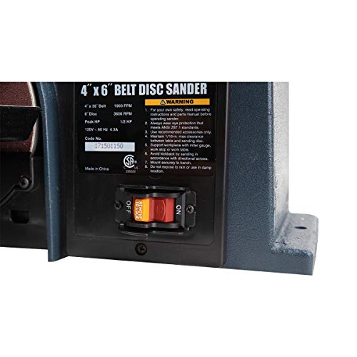 POWERTEC BD4600 Belt Disc Sander For Woodworking | 4 In. x 36 in. Belt Sander with 6 In. Sanding Disc - Thumbnail 6