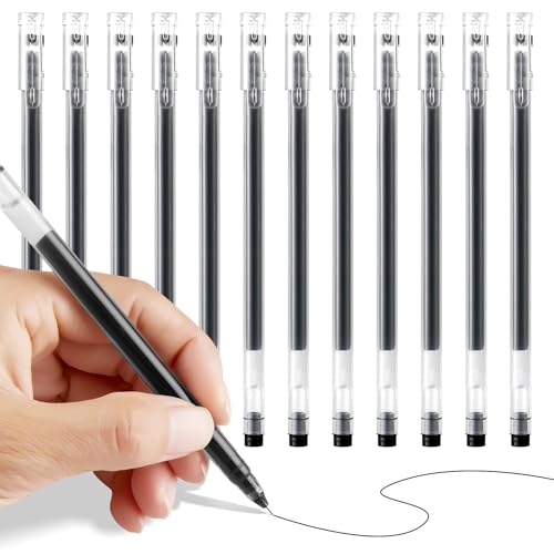 Casbomy 12 bolígrafos de tinta de gel de 0,5 mm extrafinos, bolígrafos de gel negro, de secado rápido, bolígrafos de tinta de gel japoneses, papelería escolar japonesa, bolígrafos de gel