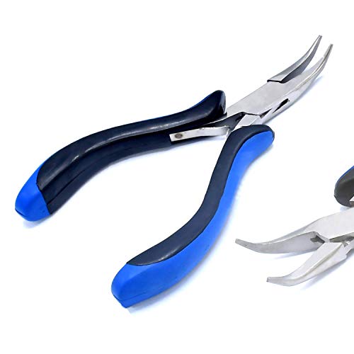 Laja Imports 5 Inch Bent Nose Pliers With 'Comfort Rubber Grip For Jewelry Making, Handcraft Making for Educational Use
