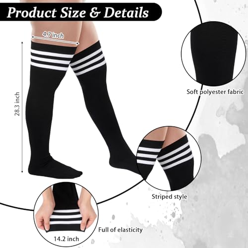 3 Pair Plus Size Thigh High Socks over The Knee for women Plus Size Thick Thighs Stocking for Daily Cosplay Party2