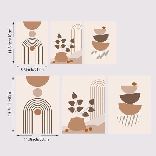 Feuille géométrie toile peinture KEBIA triptyque minimaliste moderne