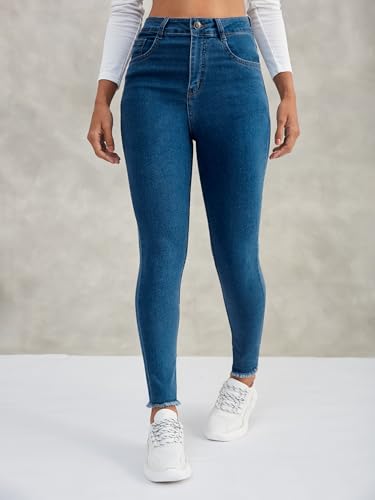Image of Dolce Crudo Women's Skinny High Rise Bleached Cropped Stretchable Denim Jeans