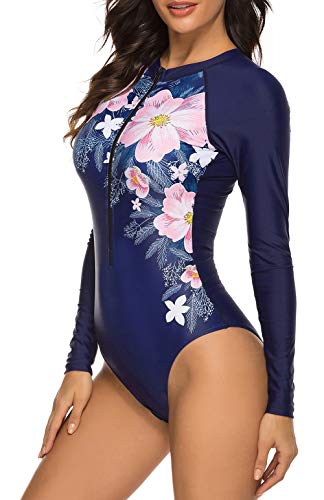 Runtlly Womens Athletic Training Long Sleeve One Piece Swimsuits Surfing Swimwear Bathing Suit Upf 50+ C92401 S #TOP3