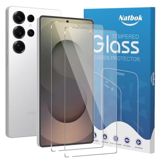 Natbok Pacote com 2 protetores de tela compatíveis com Samsung Galaxy S25 Ultra, filme de vidro temperado 9H de cobertura total, transparente, resistente a arranhões, sem bolhas para Galaxy S25 Ultra
