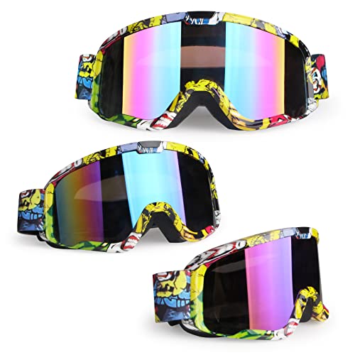Image of Dirt Bike Goggles ATV Motorcycle Gear for Men Women Adult Youth Kids | Motocorss Riding Racing Glasses, MX UTV MTB Goggles, UV400, Anti-Scratch, Dustproof Windproof - Colorful Lens