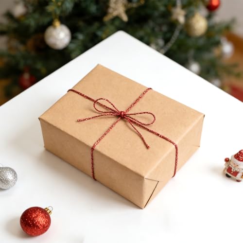 Cuerda metálica decorativa para panaderos y decoración navideña de paquetes de regalo, rojo 6