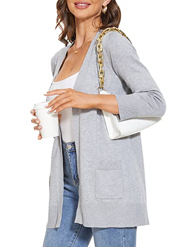 INKOFF Women's 3/4 Sleeve Cardigan Sweater Open Front Knit with Pockets Rib Hem Casual S-XXL2