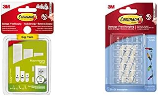 Command Picture Hanging Strips, Value Pack - 8 Sets L & Designer Hooks - Medium - White - Pack of 6 Hooks and 9 Medium Strips for Indoor Use - Organise Without Damage