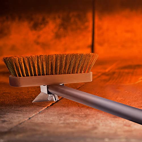 Image of Pizza Oven Brush 7 Inch Brass Bristles Replacement Brush Head and Scraper